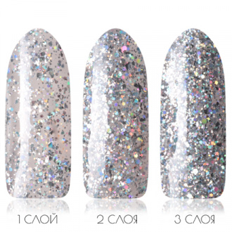 Гель-лак ONIQ Mix №100s, Silver Holographic Shimmer