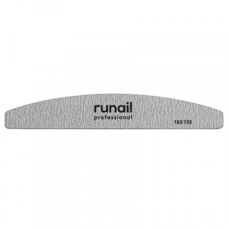 ruNail, Пилка для искусственных ногтей Premium, серая, полукруглая, 100/180