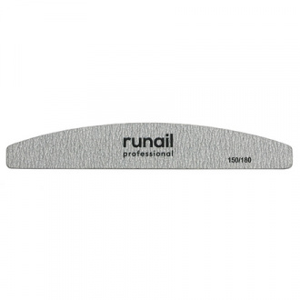 ruNail, Пилка для искусственных ногтей Premium, серая, полукруглая, 150/180