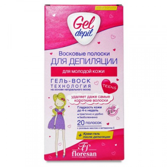 Floresan, Восковые полоски Gel Depil, для молодой кожи, 20 шт.