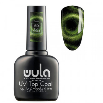 WULA Nailsoul, Топ для гель-лака 5D Green, 10 мл