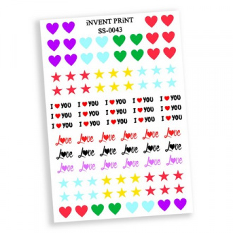 iNVENT PRiNT, Самоклеящийся слайдер-дизайн «Любовь. Love. Сердце» №SS-43