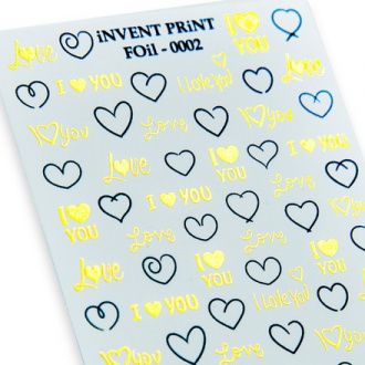 iNVENT PRiNT, Фольгированный слайдер «Сердце. Любовь. Love» №FOiL-002