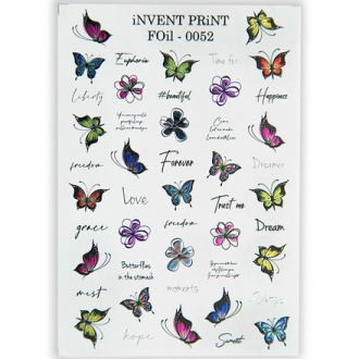 iNVENT PRiNT, Фольгированный слайдер «Разноцветные бабочки» №FoiL-052