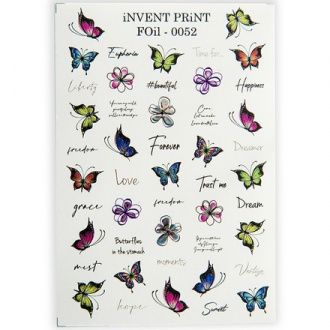 iNVENT PRiNT, Фольгированный слайдер «Разноцветные бабочки» №FoiL-052