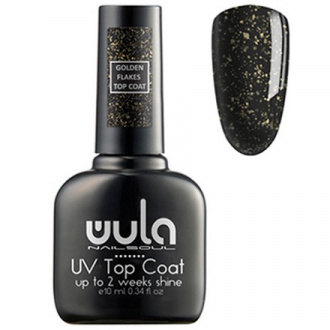 WULA Nailsoul, Топ для гель-лака Golden Flakes, 10 мл