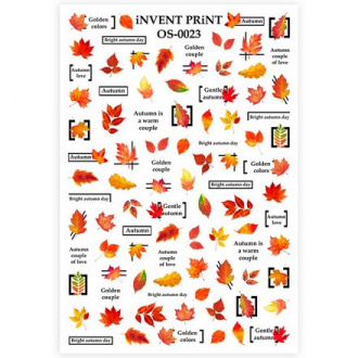 Набор, iNVENT PRiNT, Слайдер-дизайн «Осень. Надписи. Веточки. Листья» №OS-23, 3 шт.