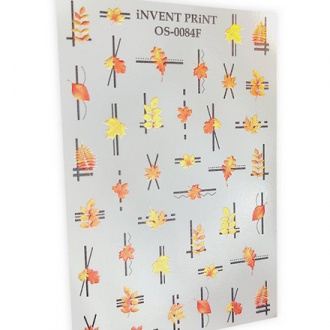 Набор, iNVENT PRiNT, Слайдер-дизайн «Осень. Геометрия. Веточки. Листья» №OS-84F, 2 шт.