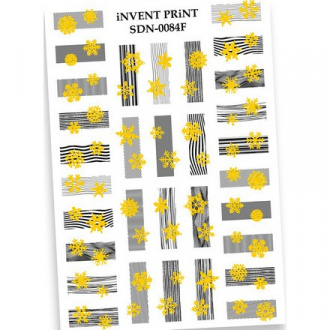 Набор, iNVENT PRiNT, Слайдер-дизайн «Новый год. Зима. Золотые снежинки» №SDNF-84, 2 шт.