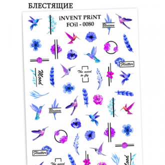 iNVENT PRiNT, Фольгированный слайдер «Колибри. Цветы. Геометрия. Перья» №FOiL-080