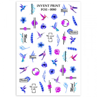 iNVENT PRiNT, Фольгированный слайдер «Колибри. Цветы. Геометрия. Перья» №FOiL-080