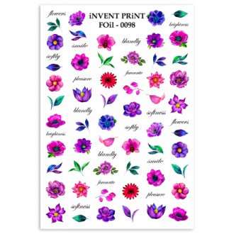 iNVENT PRiNT, Фольгированный слайдер «Цветы. Надписи» №FOiL-098