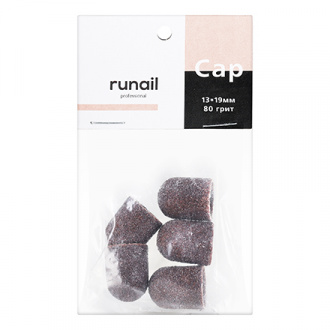 ruNail, Колпачок абразивный, 13*19 мм, 80 грит 