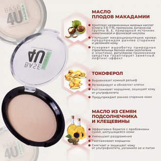 PARISA Cosmetics, Запеченная шелковистая пудра Base 4U, тон 01 Ivory