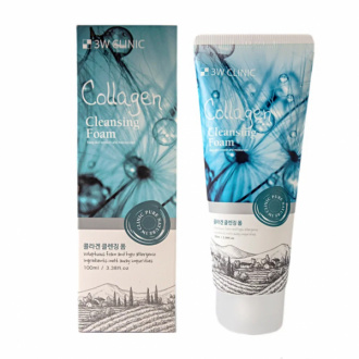 3W CLINIC, Пенка для умывания Collagen Cleansing Foam, 100 мл