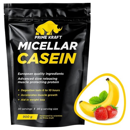 Prime Kraft, Протеин Micellar Casein «Клубника и банан», 900 г