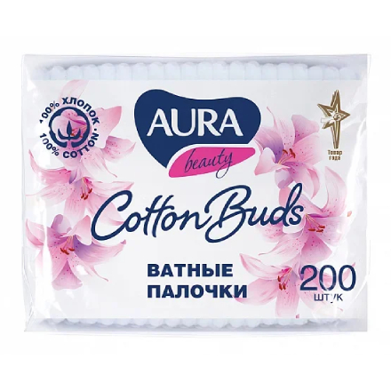 AURA, Ватные палочки, 200 шт.