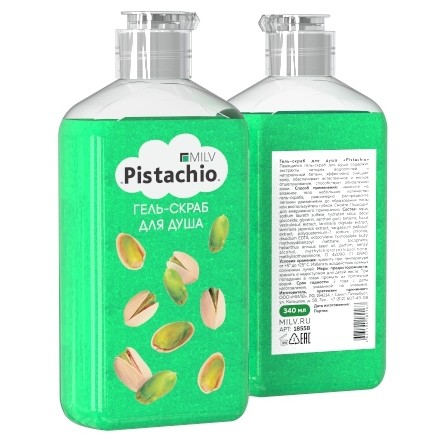 Milv, Гель-скраб для душа Pistachio, 340 мл