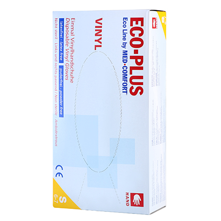 Eco-plus, Перчатки ПВХ неопудренные, размер S, 100 шт.