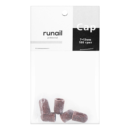 ruNail, Колпачок абразивный, 7*13 мм, 180 грит 