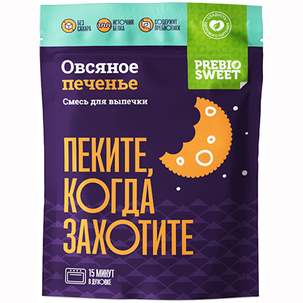 Prebiosweet, Смесь для приготовления «Печенье овсяное», 250 г (УЦЕНКА)