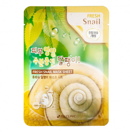 3W CLINIC, Маска для лицаFresh Snail Mask Sheet