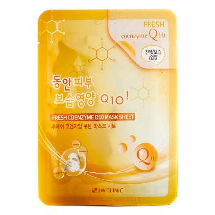 3W CLINIC, Маска для лица Fresh Coenzyme Q10 Mask Sheet