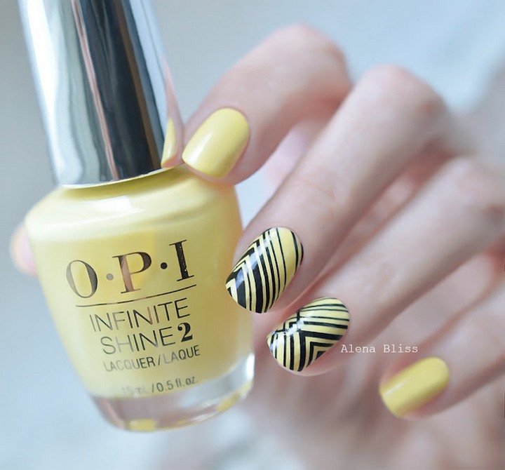 Дизайн лаком OPI Bee Mine Forever и слайдерами Milv F99