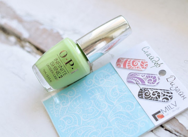 Лак OPI To the Finish Lime! и слайдеры Milv F76